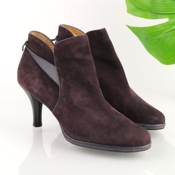 Sofft Womens Gala Boot Size 9.5 M Plum Purple Suede Kitten Heel Elegant Bootie - Picture 1 of 12